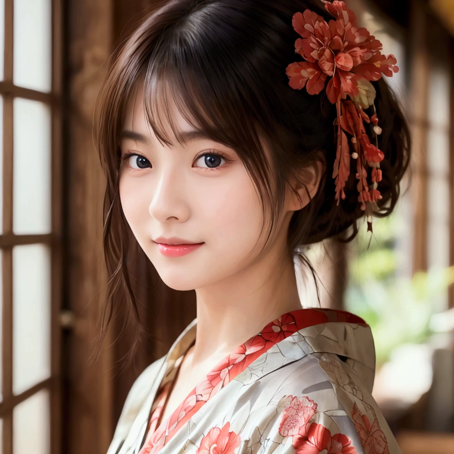 masterpiece:1.5、Highest quality:1.5、(Beautiful Japanese Woman:18-year-old:Black straight hair:Eyebrows are fine)、Beautiful yukata:Colored:Japanese pattern,Beauty Painting、Realistic portraits、Beautiful detailsまでこだわった目、超High resolution, (reality:1.2), Cinema Lighting、Detailed face、 Beautiful Face、Beautiful Skin、(High resolution)、(8k)、(Very detailed)、(Beautiful details)、(wallpaper)、Bright lighting、Professional Lighting、smile,whole body、Skin-beautifying effect、Overall image、Accurate anatomy:1.2、Accurate Images:1.2、Very detailedな画像、Perfect image、Perfect Image、Natural soft light、Beautiful images、(Best Shot,RAW Photos)
