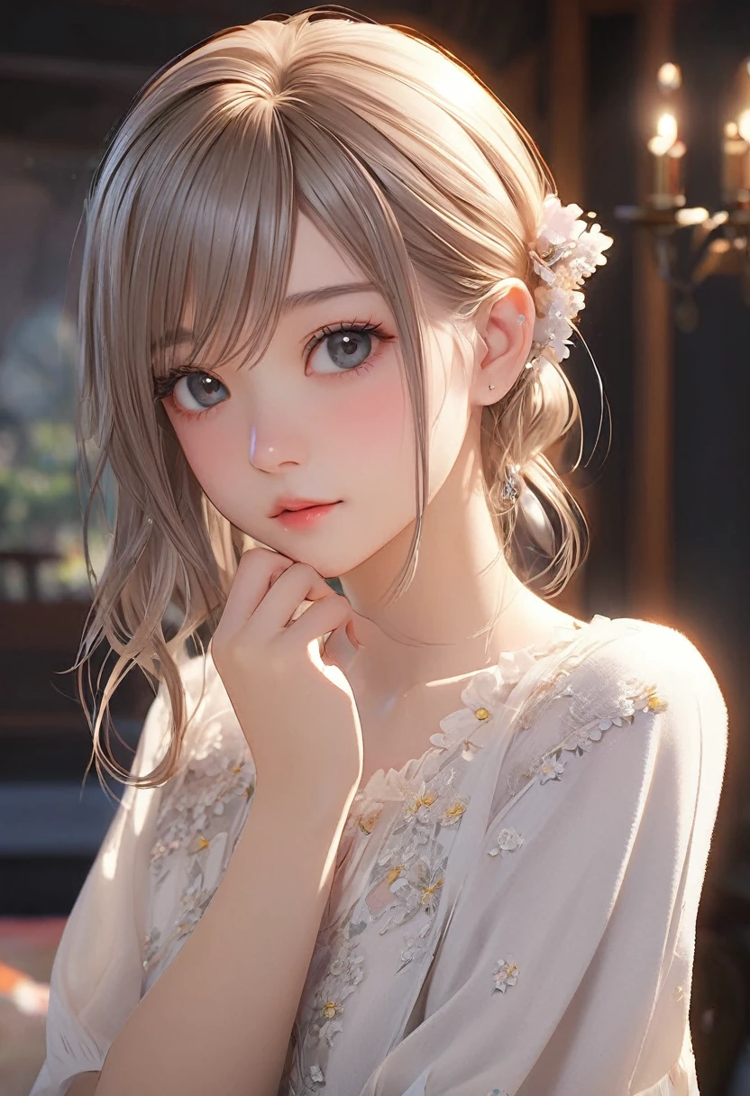 Beautiful 15 year old girl, masterpiece, Highest quality, 8K Animation, Detailed fingers, Accurate Fingers, It's not an unnatural hand., figure, 1 person, alone, Pink Bob Cut, Gold crown, Flower Hair Ornaments, Sagging eyes, Red mini skirt, Yui