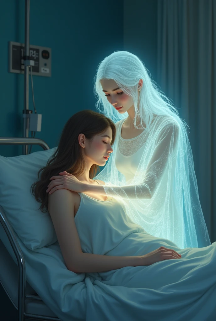 Create a spirit embracing a sick person 

