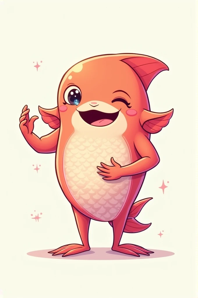 salmon with his hand on his chest cartoon