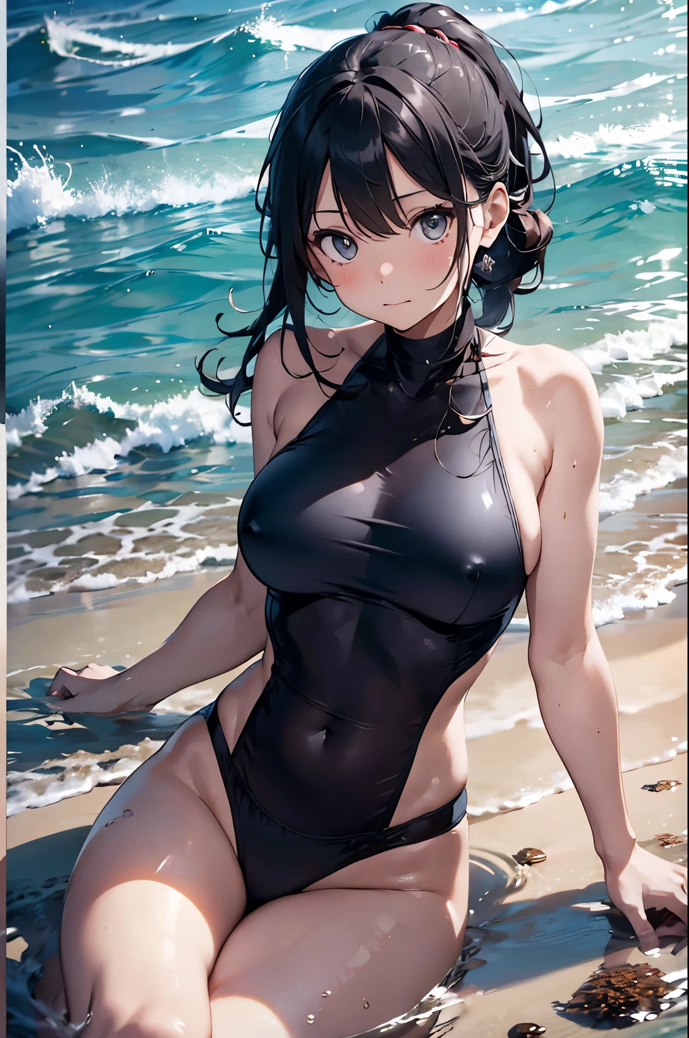 High resolution,topless、
One beautiful young woman,Light blue hair、ponytail、
(Soft Saturation:1.3), (Fair skin:1.2),
(ultra-Detailed Background, Detailed Background), Bokeh,
break'Smiling portrait.,
When viewed from the front, The composition is symmetrical,
Looking straight at you with serious eyes,
break Swimwear, Red Bikini, Center of chest,
Outdoor, Sea surface, null, sunlight,Summer beach, Sandy Beach,
Strong light, Front lighting,
(:1.3), (Cowboy Shot:1.2),
Front brake angle,
View your audience,
Dynamic pose,
sitting on the beach
Seaweed、Seaweed、Seaweed、Seaweed、Seaweed、Seaweed、Seaweed、