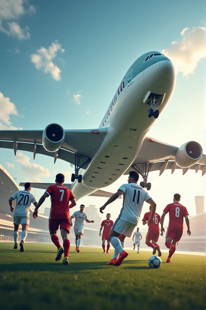 Football and the Qatar A380 airplane