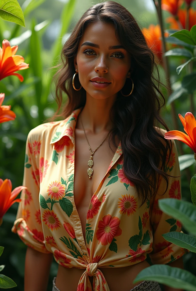 Half-length glamour portrait, nikon D850, f1.6 lens, 200mm, DSLR, 22 Megapixels, (((Green golf course scene))), shot of a stunning 19 years old korean girl, (smile:1.4), (wearing Pastel orange Flowy jumpsuit with geometric print and sunglasses:1.6), ((seductive pose)), hot girl, (((big natural breasts))), (((black fringe hair))), ( girl), symmetrical face, photorealistic, photography, (bright natural lighting), gorgeous, deep cleavage, (masterpiece), best quality, high resolution, extremely detailed, cinematic lighting, (((very narrow waist))), rich colors, hyper realistic, lifelike texture, ((jewelry)), (((She has beautiful hands and wears rings))), (bracelet), (necklace), (ankle chain), (nail polish) (earrings), Fuji Superia 200, 8k