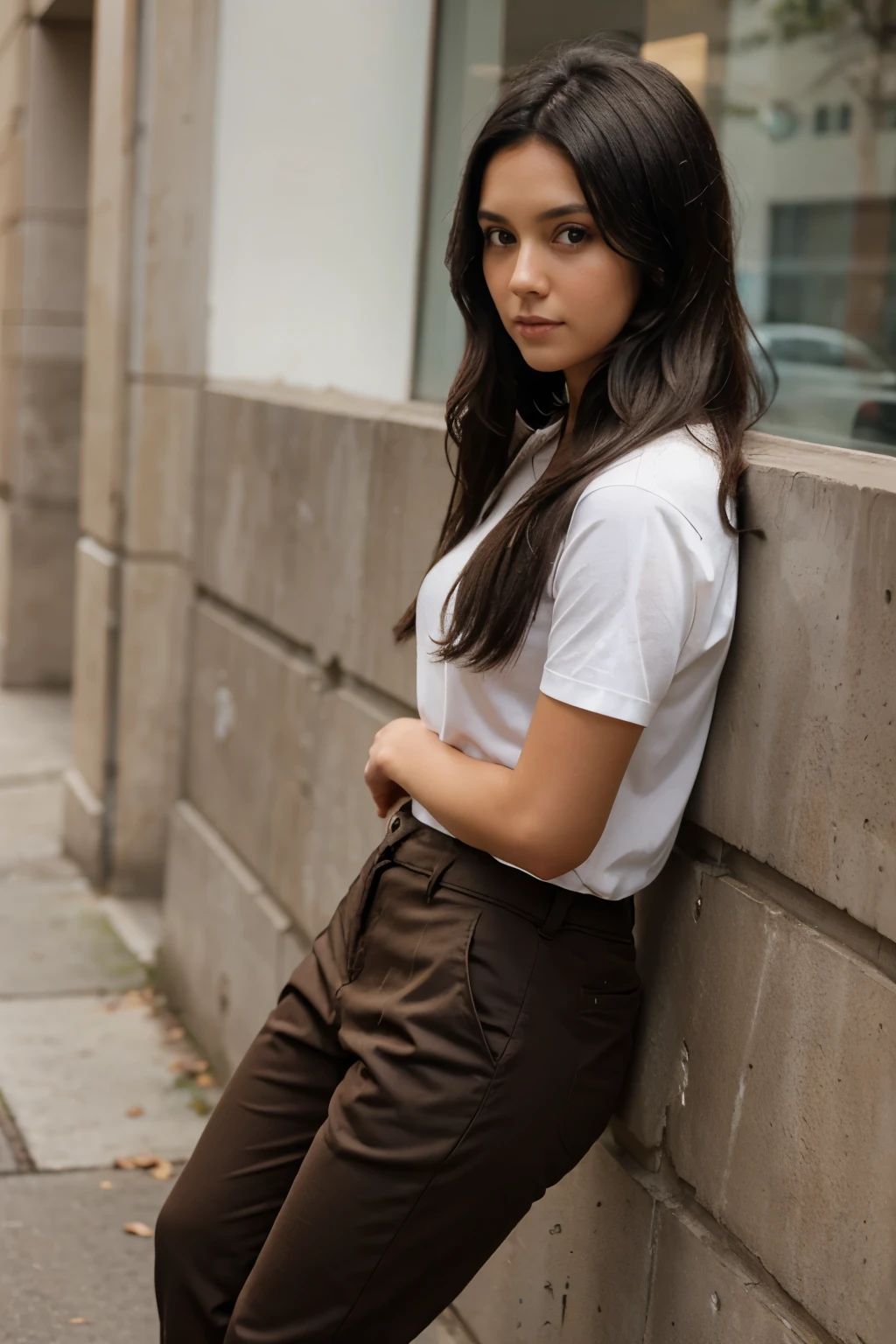 Girl Brown with Pants and Black Hair