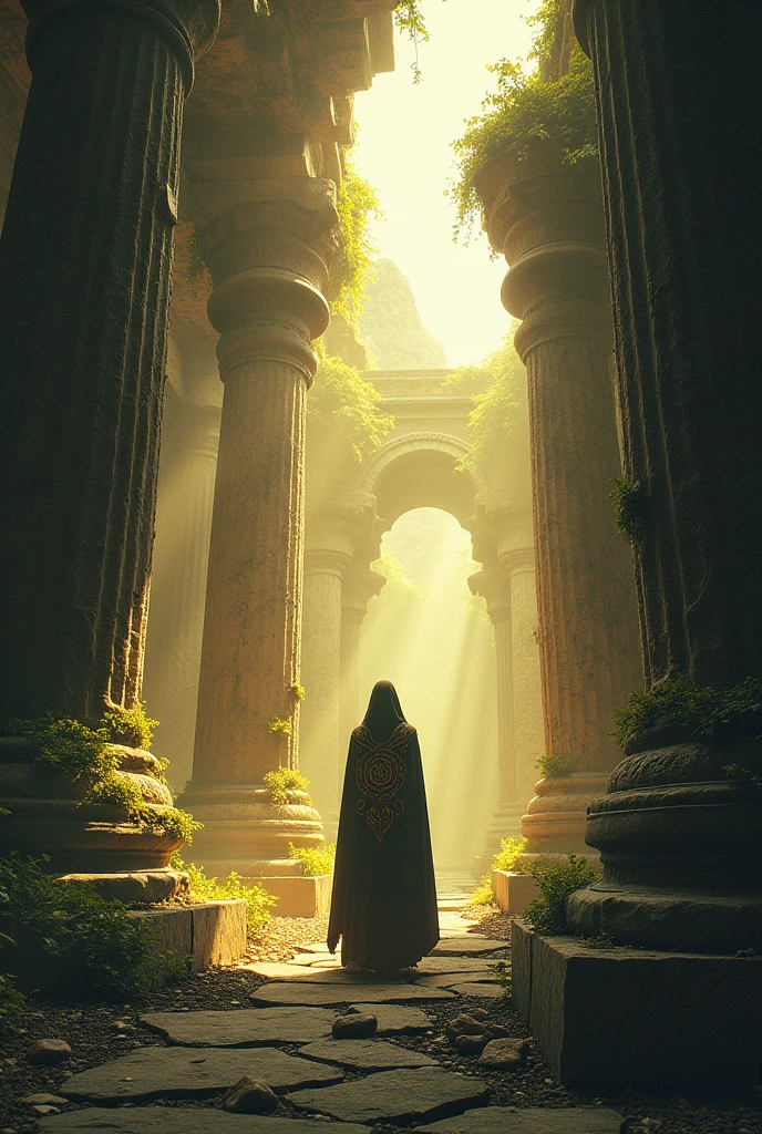 Inside the ruined temple