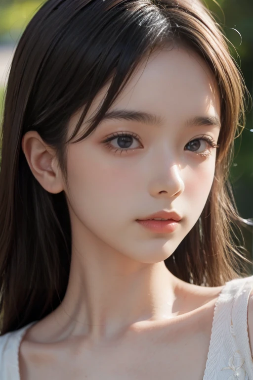 (masterpiece, Highest quality, employment, High resolution:1.2), (Very detailed, Intricate details, High resolution), (Medium Close-up:1.2) The portrait we have (Sunny background:1.2), (Medium Shot:1.2), (Face Focus:1.1), (Soft Focus:1.2), Low Light, (Out of focus:1.2), Bokeh, 1 1 1.4, 40mm, Realistic, to be born, 8k, ((Textured skin:1.1, Skin pores:0.3, Realistic Skin:1.1)), Intricate details, one person's, (Extremely clear images), Black Hair, perm straight hairstyle, so beautiful, ((masterpiece, Highest quality, Best image quality, High resolution, Realistic, RAW Photos, 8k)), ((Very detailed CG 統合 8k 壁紙))