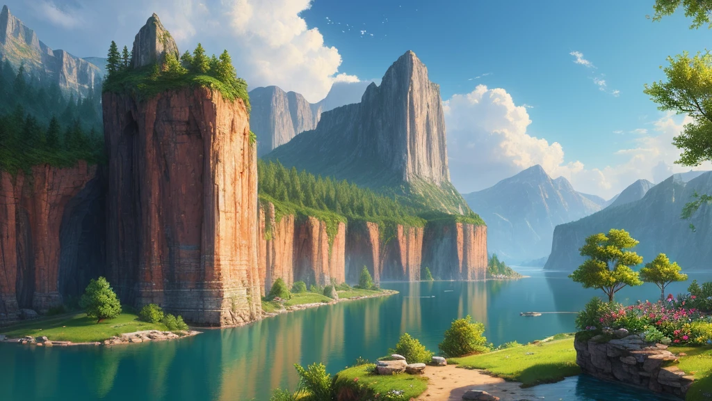 landscape,water,(extremely detailed CG unity masterpiece 32K UHD wallpaper), most beautiful and colorful artwork in the world,professional majestic oil painting,intricate, High Detail, Sharp focus, dramatic, photorealistic painting art