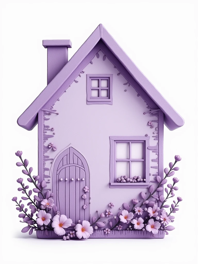 Label. PNG image. White background. A label in the shape of a lilac house.