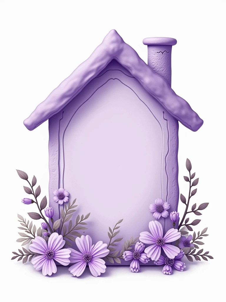 Label. PNG image. White background. A label in the shape of a lilac house.