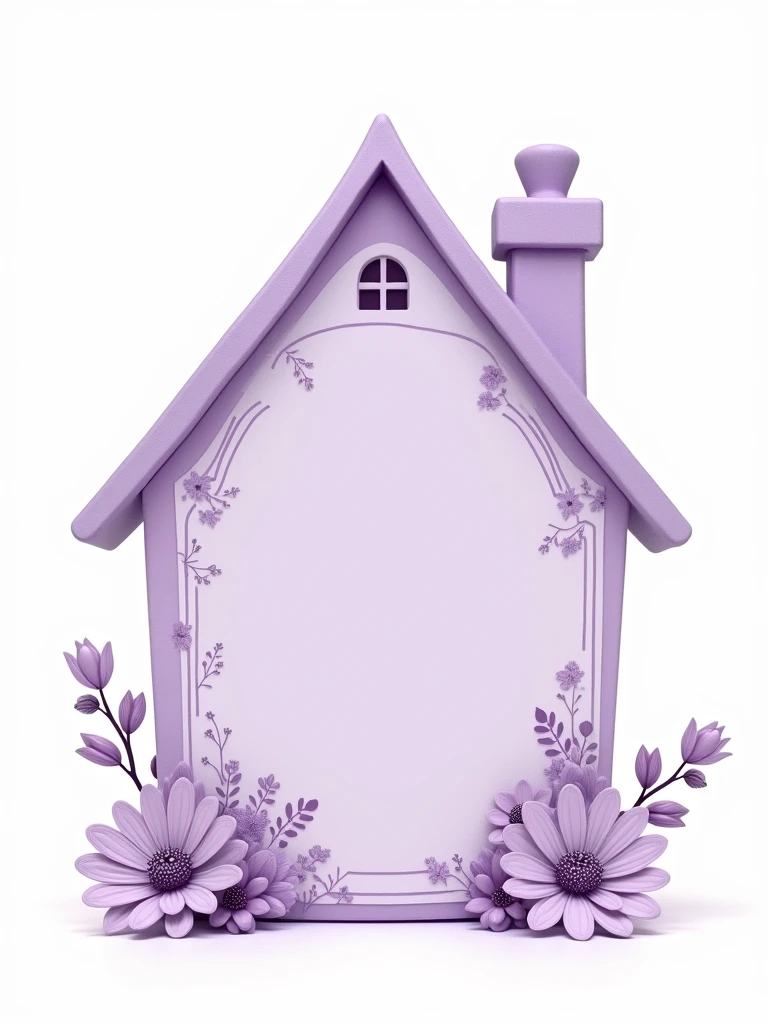 Label. PNG image. White background. A label in the shape of a lilac house.