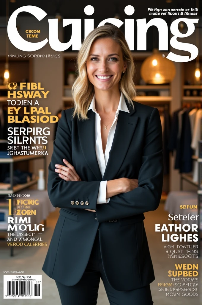 Create a magazine cover for a practical guide on how to open a clothing store