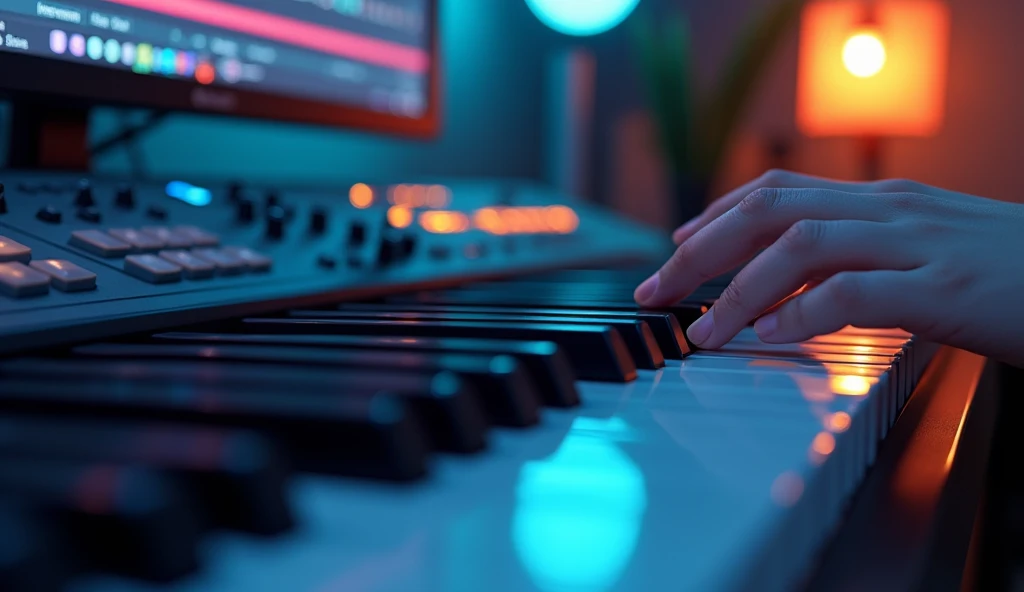 Close-up of a computer screen,Music Production,piano roll,Desktop Music,Anime Style,animation,Japanese anime,High resolution,