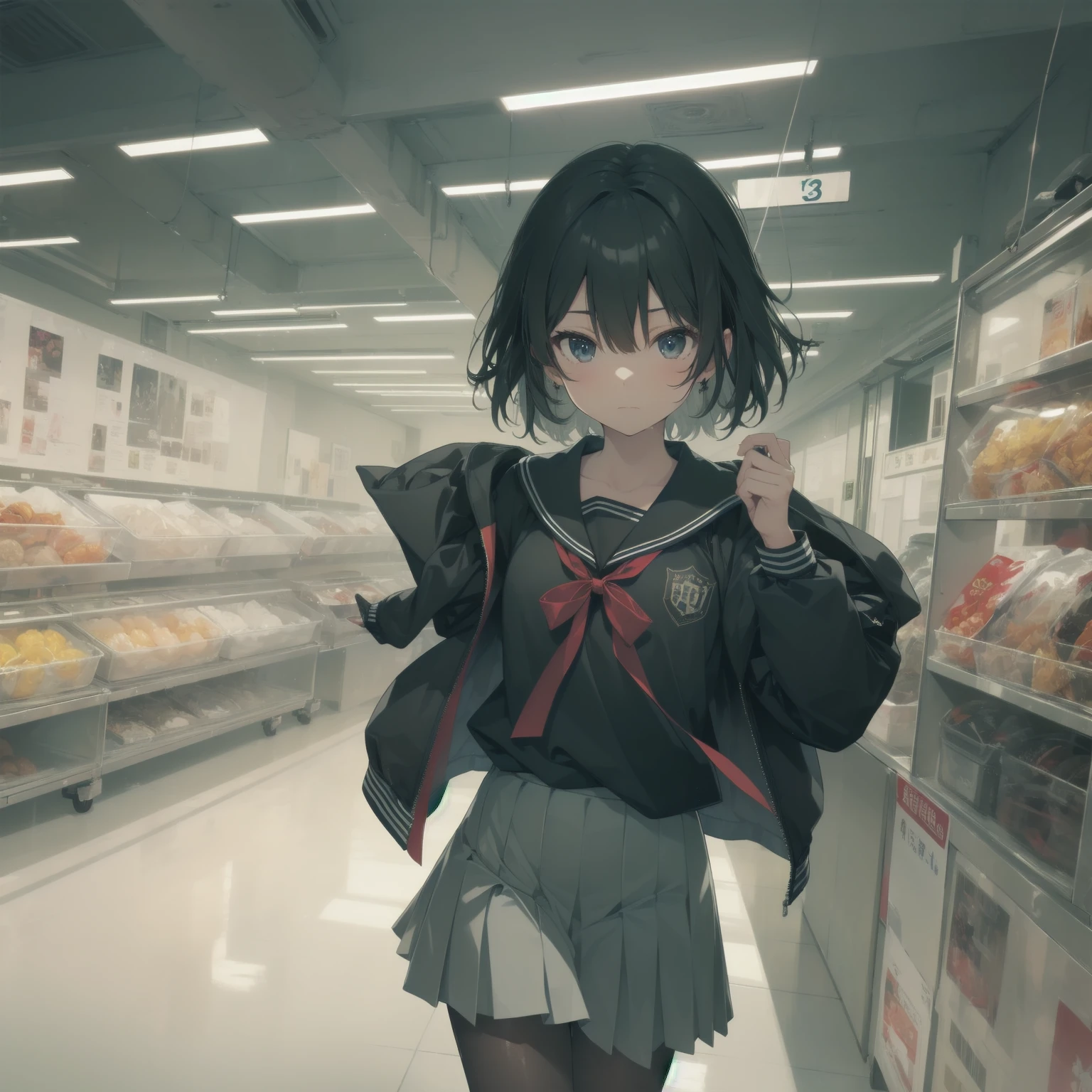 ultra-absurdres-Top quality by artist God, ultra-detailed, high resolution, anime moe artstyle, best anime 8k konachan wallpaper, pixiv contest winner, pool:2810, perfect anatomy,break, 1girl, (Please draw a girl walking sleepily to school alone. )break,(Solo,little female, 13-year-old:1.3),Full limbs, complete fingers,a junior high school student, (very short hair), short cut, flat chest, , small butt, small black eyes, beautiful detailed eyes, well-proportioned iris and pupils, expressive eyes, highres detailed hair, soft expression, salor school_uniform, sailor collar, serahuku, bow, pleated skirt,(Detailed Lighting), (Detailed background), in the School commute route. break,super detailed skin, Best cinematic lighting powered by famous artist, 8k,beauty illustration,photoshop_(medium),very aesthetic,break,((artist:izumi_tsubasu )), artist:clamp ,artist:carnelian ,artist:kantoku ,