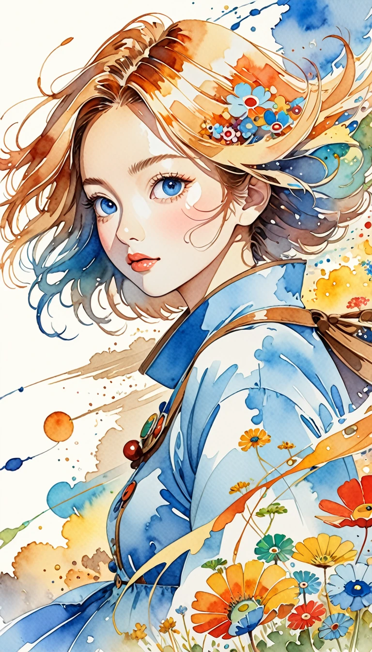 Takashi Murakami Style、(((stylish fashion))), 8K Quality、Intense watercolor, Detailed watercolor art, Watercolor splash, Surreal, avant-garde pop art, Beautiful and expressive paintings, Beautiful artwork illustration, Very colorful tones, wonderful, Cool beauty, highest quality、Official Art, Vector art, Stylish design, ((Nausicaa of the valley of the wind )),(((The most beautiful smiling girl))), (((picnic with pooh1.3))), (((highest quality))), HDR, ((detailed)), (((Doodle Art)), ((masterpiece)), ((Super detailed)), (((Stylish))), 