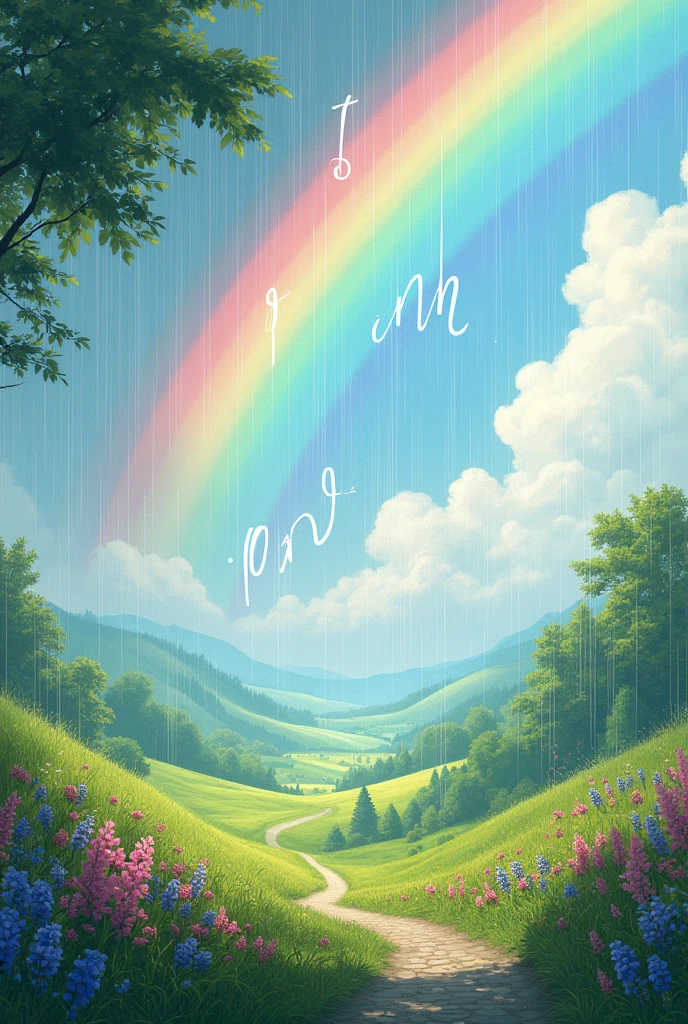 Weather showers rainbow Handwriting