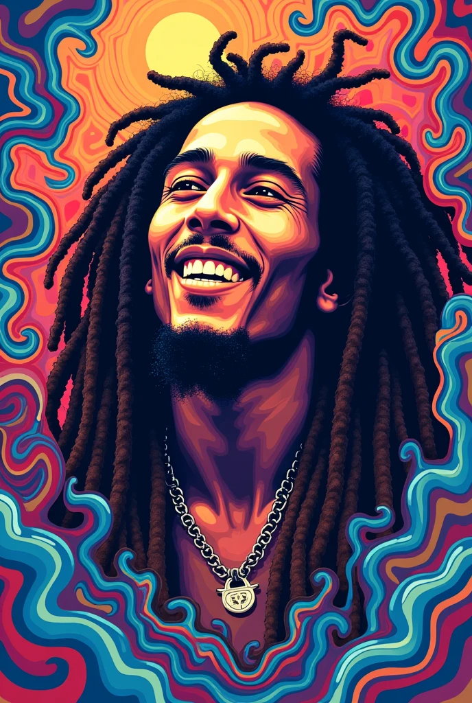 bob marley. 420 artwork, retro psychedelic weed illustration, liquid, psychedelic artwork, in illustration style digital, extremely high quality artwork, estilo de arte impressionante, arte do Adobe Illustrator, visionary art style, psychedelic acid trip, estilo de arte vetorial, Psychedelic style nano-infused Vibrant colors, swirling patterns, abstract forms, surreal, trippy fluid