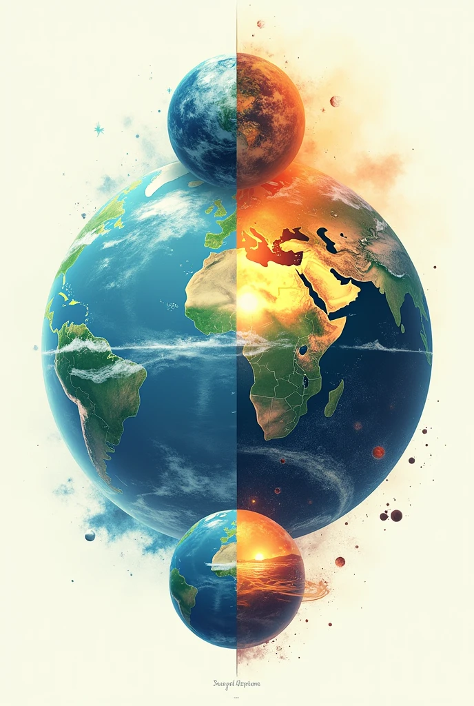 4 spheres of the earth poster drawing
