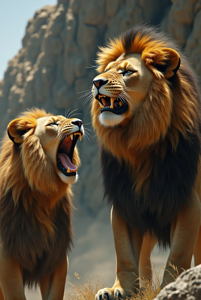 The lion laughed at the wild face
