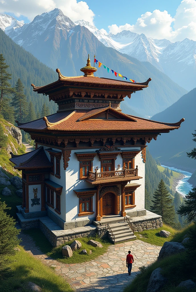 Bhutanese house with four rooms