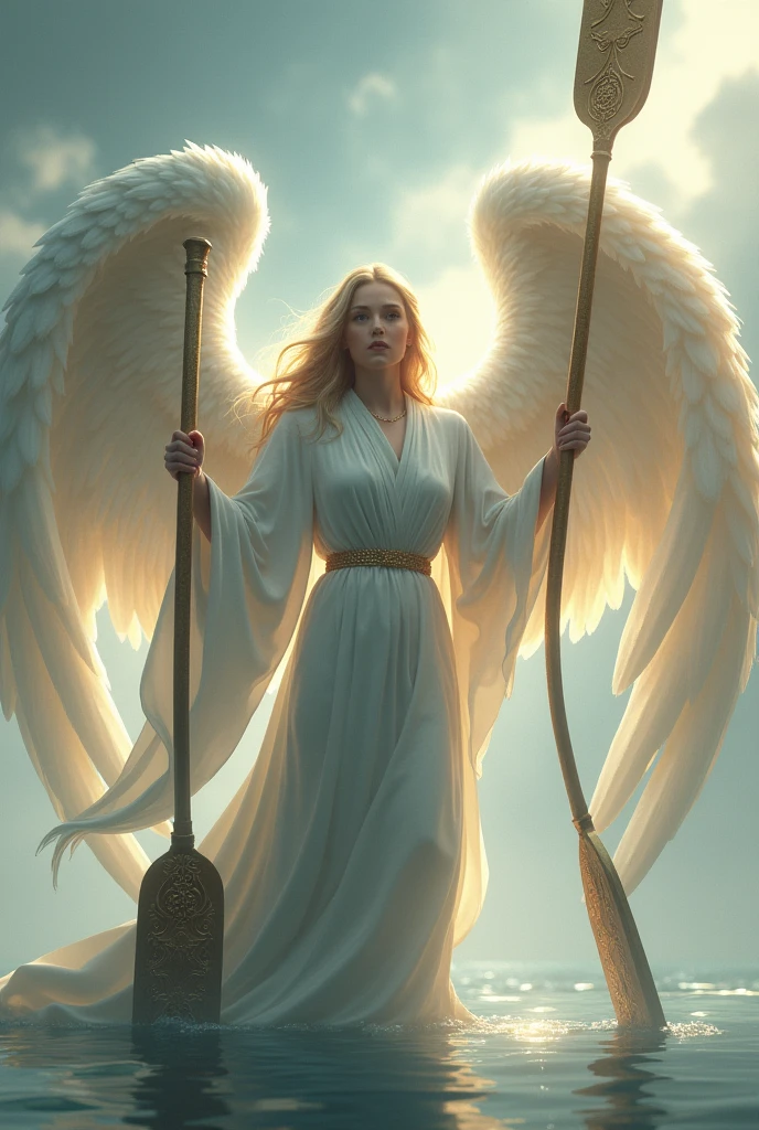 Angel with oars in hands