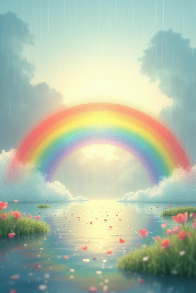 Weather showers　rainbow　Handwriting　Horizontal