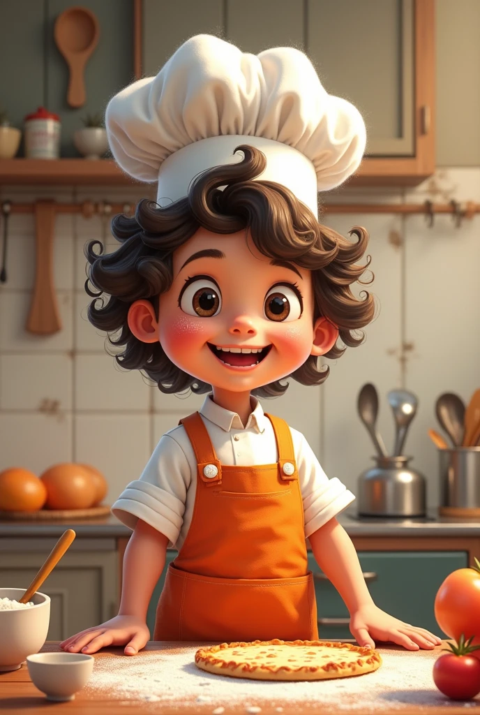 A cute ??? with curly hair who is a chef