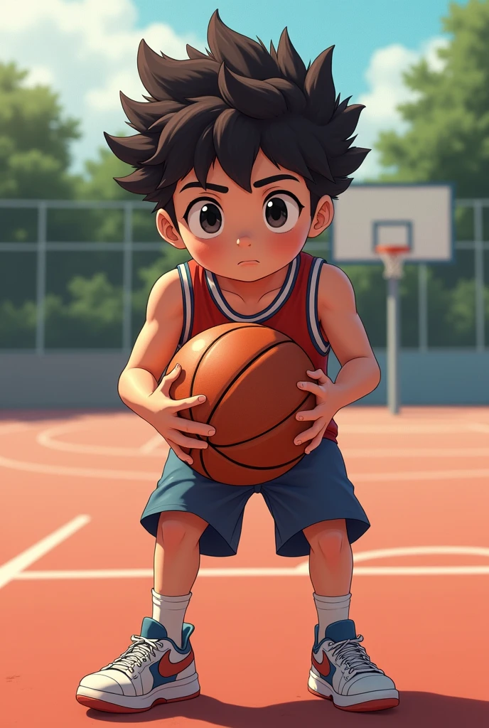 He's a handsome boy with a perm, big eyes that are slightly far apart, and slightly large ears who plays basketball.。Character is S and disliked but kind to me only, clumsy。Write realistically。