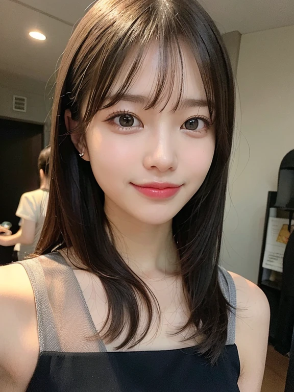 (masterpiece:1.3), (8k, Realistic, RAW Photos, Best image quality: 1.4), 、(Random Hairstyles:1.2)、Highly detailed face、Attention to detail、double eyelid、Sharp focus:1.2、Beautiful woman:1.4、Light brown hair、Highest quality、masterpiece、Ultra-high resolution、(Realistic:1.4)、Highly detailed and professional lighting、Brown Knight、thin、A sparkling smile、Long black hair、Deadly position、Beautiful Skin、Random Pause、Shiny Hair、Natural pose、Childish expression