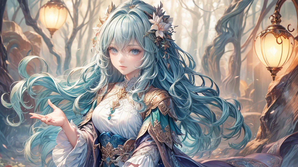 (Highest quality:1.4),(masterpiece:1.4),Very detailed,8k,CG,beautifully,Upper Body,,Thumb Girl,Green Eyes, Little Princess,loose coat dress,Garden Background,Detailed facial features,Long Curly Hair,Almond Eyes,High-quality eye makeup,Long eyelashes fluttering,Shining starry eyes,And a starry gaze, Intricate lip detail,The style is soft., 