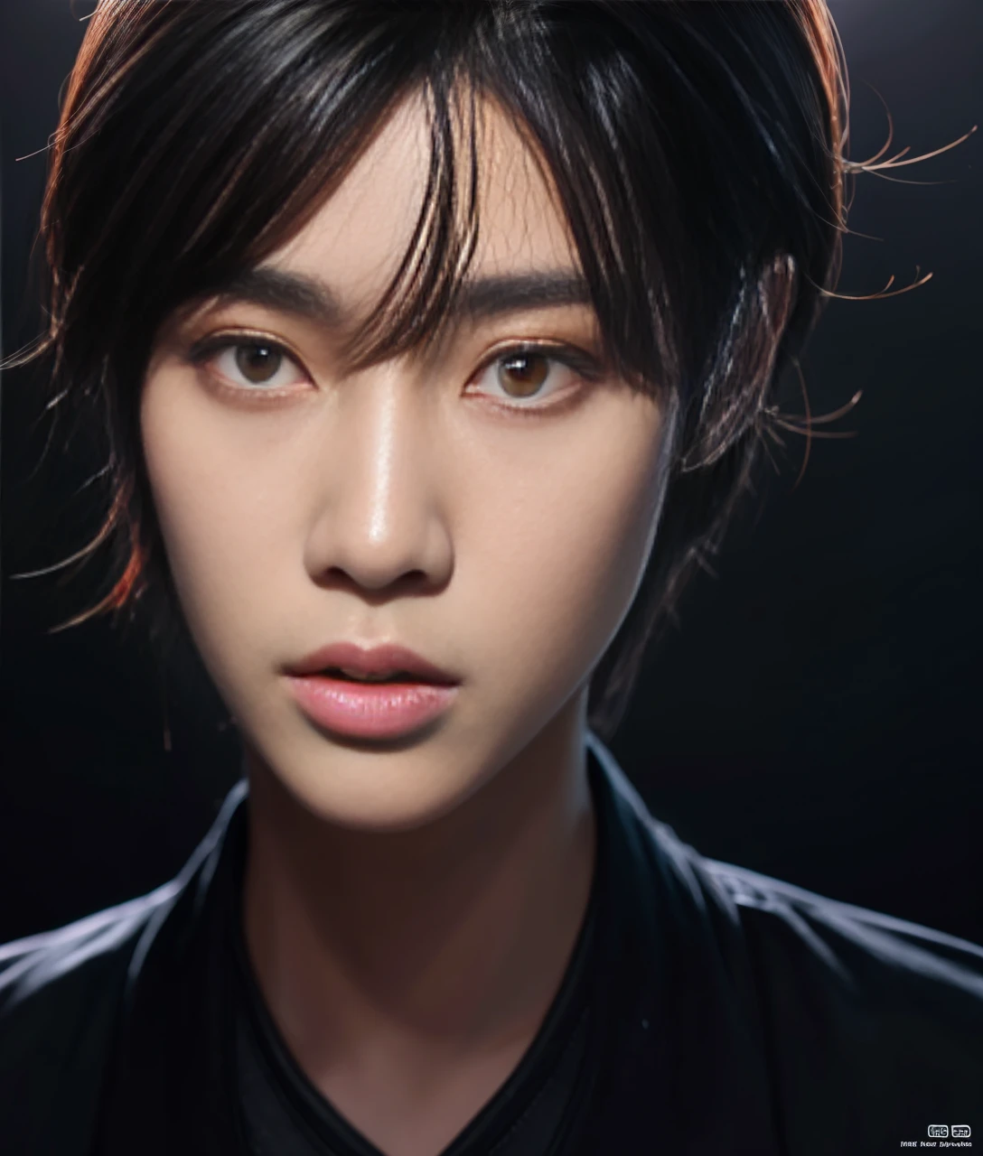 a handsome asian man, detailed facial features, intense gaze, wearing a black shirt, korean male model, ulzzang aesthetic, korean artist, avatar-like digital painting, masterpiece, photorealistic, extremely detailed, sharp focus, vivid colors, studio lighting, physically-based rendering, portrait, beautiful eyes, beautiful detailed lips, extremely detailed eyes and face, long eyelashes, digital art, digital painting, kim do-young, shin jin-young, shen quan-rui, jaeyong nam, kim taejoon, hyungtae, jong suk lee, jung jae hyo