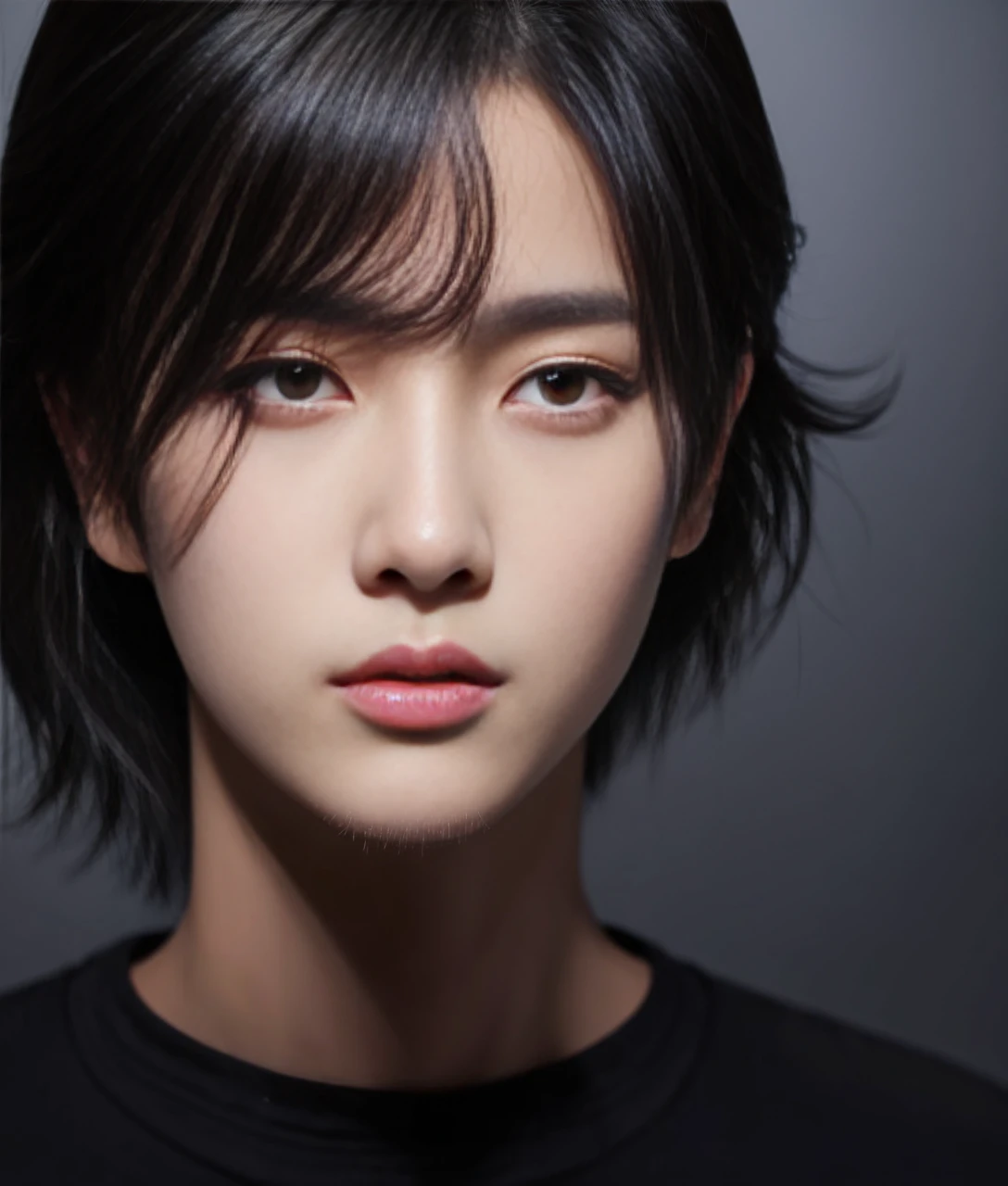 a handsome asian man, detailed facial features, intense gaze, wearing a black shirt, korean male model, ulzzang aesthetic, korean artist, avatar-like digital painting, masterpiece, photorealistic, extremely detailed, sharp focus, vivid colors, studio lighting, physically-based rendering, portrait, beautiful eyes, beautiful detailed lips, extremely detailed eyes and face, long eyelashes, digital art, digital painting, kim do-young, shin jin-young, shen quan-rui, jaeyong nam, kim taejoon, hyungtae, jong suk lee, jung jae hyo