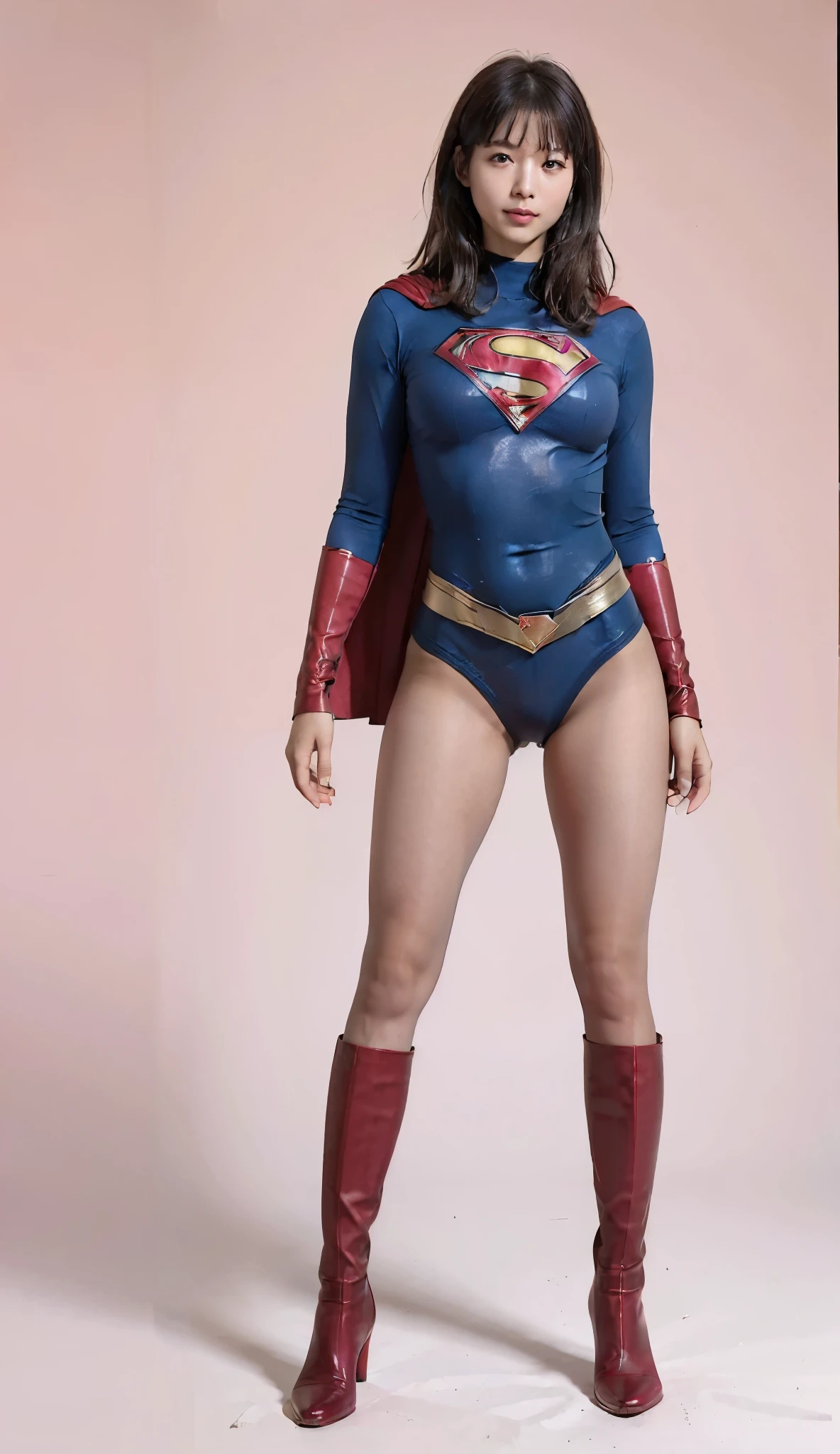 No background、(((Beautiful legs in black tights.)))、(((Legally express the beauty of your smile)))、((((Make the most of your original images)))、(((Supergirl Costume)))、(((Beautiful short bob hair)))、(((suffering)))、(((Please wear black tights....、Wear red boots)))、((Best image quality、8k))、((Highest quality、8k、masterpiece:1.3))、(((Preserve background )))、Sharp focus:1.2、Beautiful woman with perfect figure:1.4、Slim Abs:1.2、Wet body:1.5、Highly detailed face and skin texture、8k