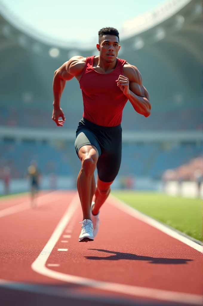 Generate images of athletics, a person running on a track 