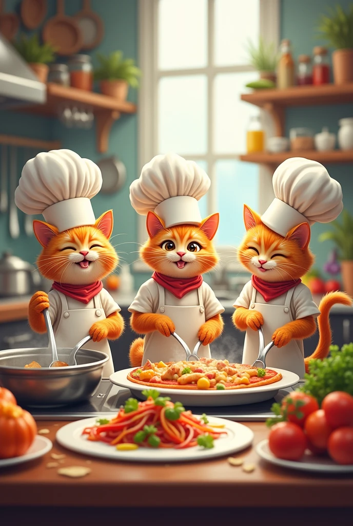 Three chef cats