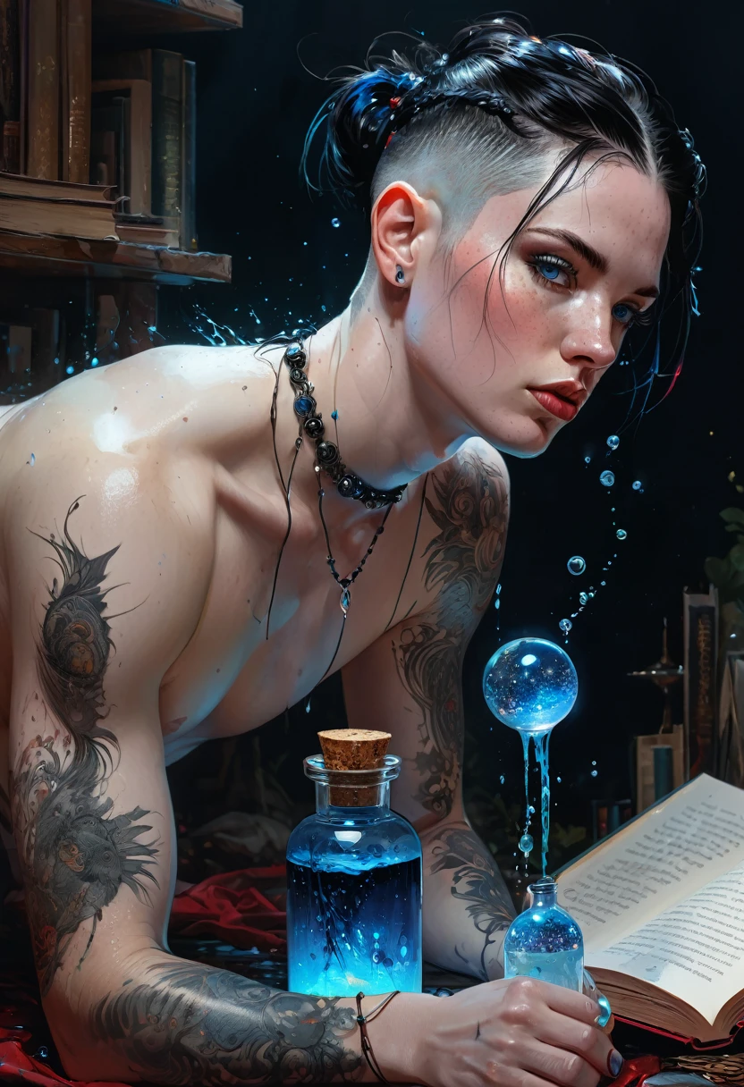Father with short cropped with shaved sides of black hair Noblemale 34 years of age , broad muscular pale white skin, glowing blue grey eyes, buried cock in daughter
Pale freckled daughter goth wearing Naked with cum on back and glowing red choker, on all fours
bubbly overflow potion bottle , orbs of light, book of magic
, art by Carne Griffiths and Wadim Kashin , approaching perfection with dynamic composition, sharp focus, illustration, accent lighting, high definition,, highly detailed, , smooth textures, artstation aesthetics, by Squal92i., Mysterious, Mysterious, Mysterious