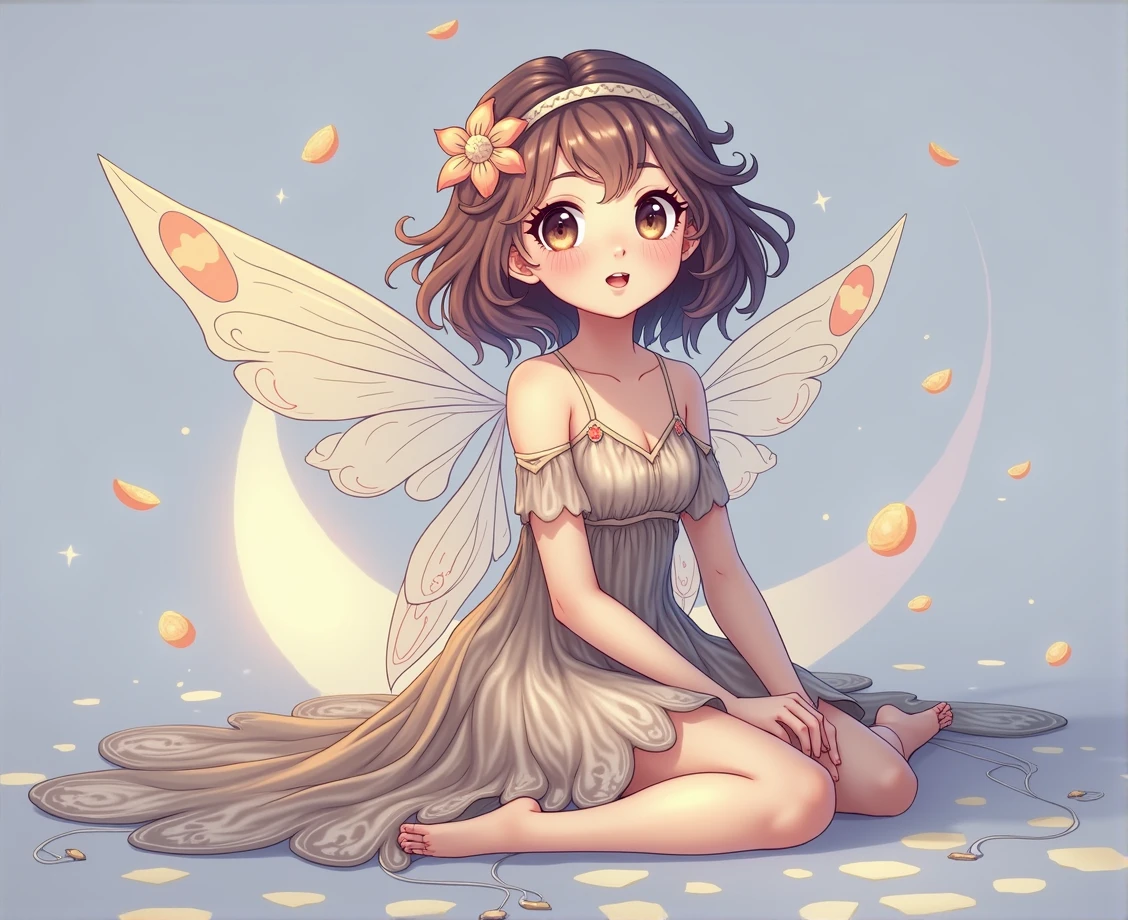 young cute fairy with transparent wings