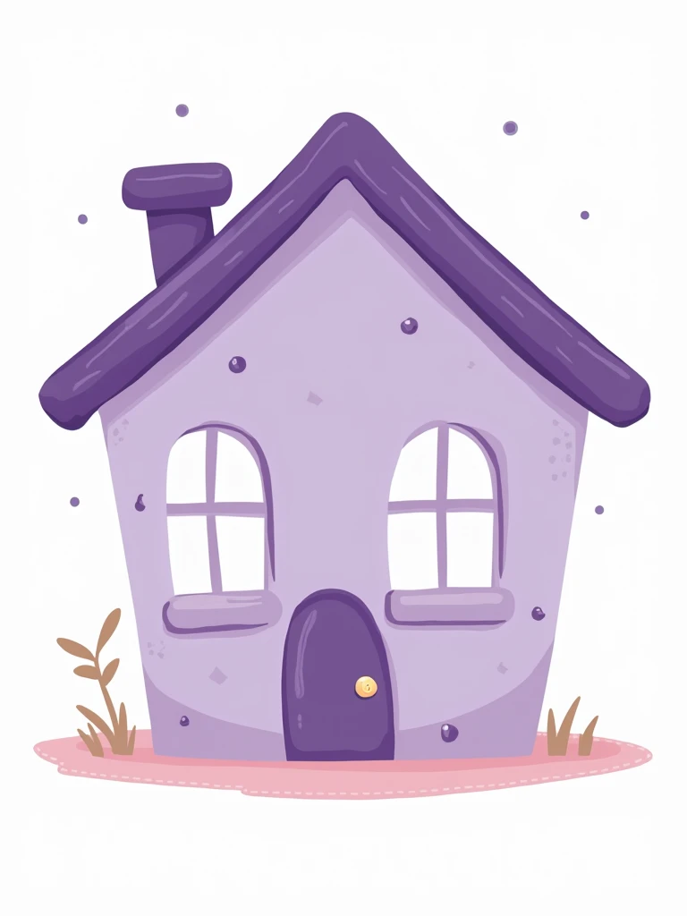 Label. PNG image. White background. A label in the shape of a lilac house.  Cartoon style.