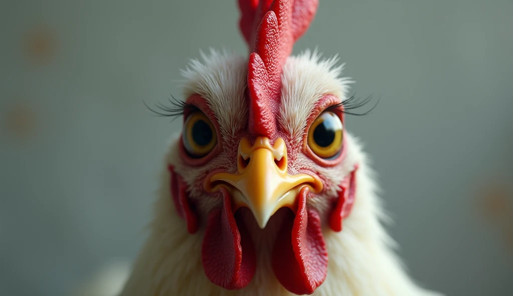A stunning 3d rendered photo of poultry chicken crying tears falling from its eyes