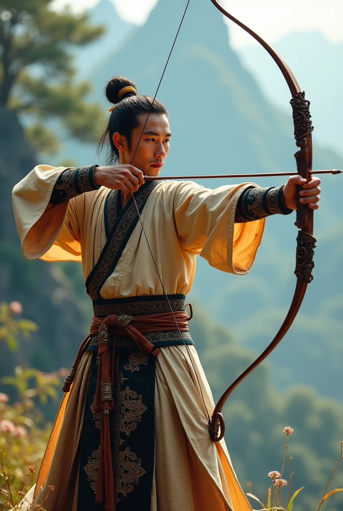Man Archery with clothes