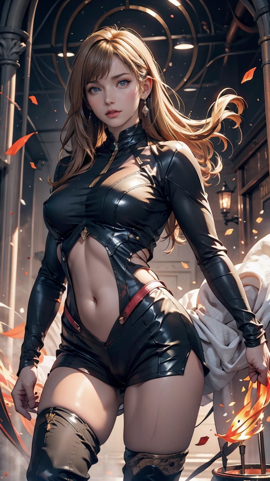 masterpiece, Highest quality, sour, Grey sweater, Black leotard, Spin around, spin, Blonde, Superhero, boots, tornado, Circlingwind, alone, barefoot, Circling, Wind effects, spinning into a tornado, fast spin, stand, time travel, Travel through time, High leg, Perfect hands, Perfect Fingers, High leg leotard, Power ups, tornado swirls
