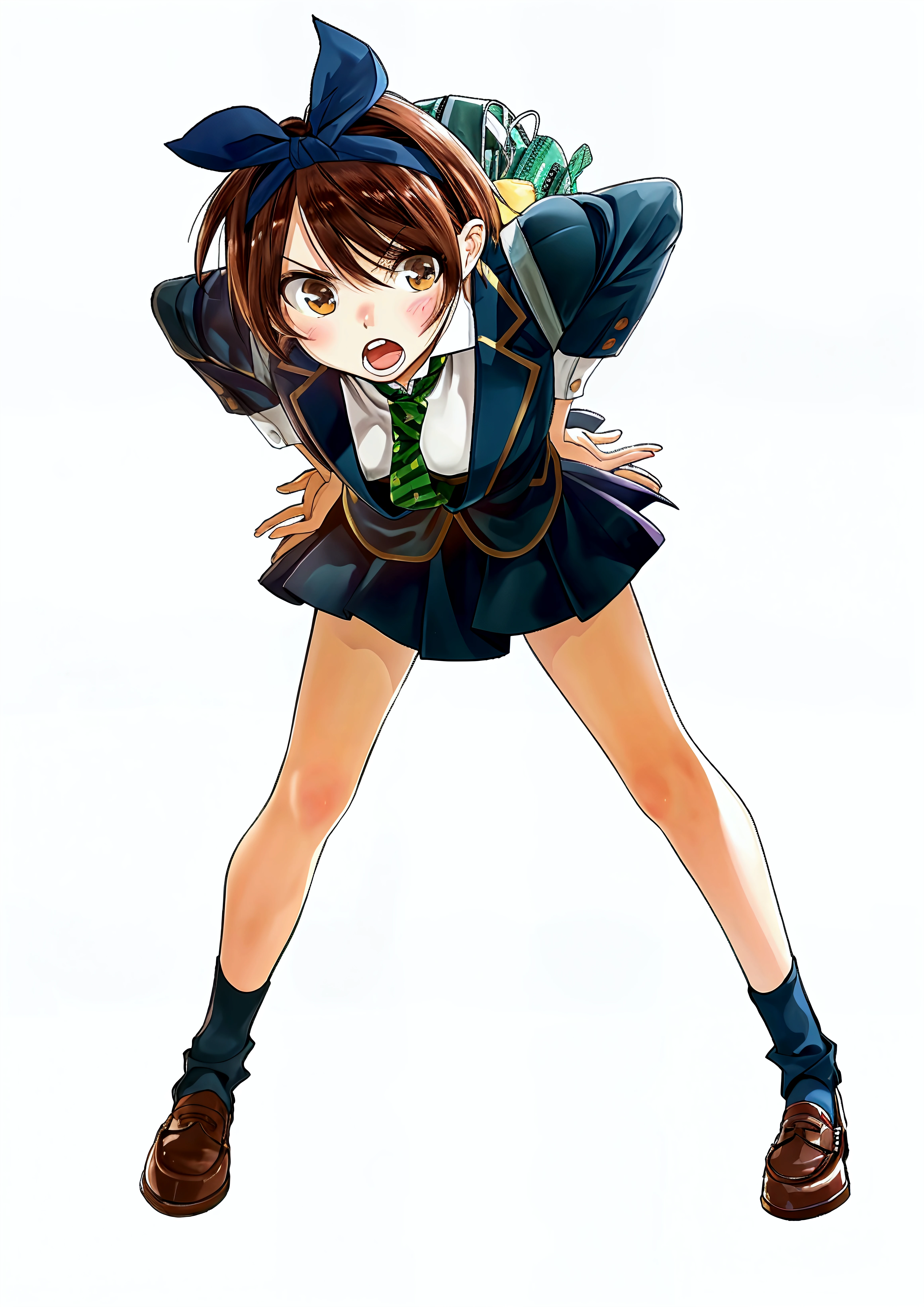 a close up of a person wearing a uniform and a skirt, beautiful anime girl crouching, Surrealism female students, Surrealism female students, aya takano color style, Realistic schoolgirl, Beautiful Anime High School Girls, Marin Kitagawa fanart, ecchi anime style, chiho aoshima color scheme, the anime girl is crouching, rei hiroe