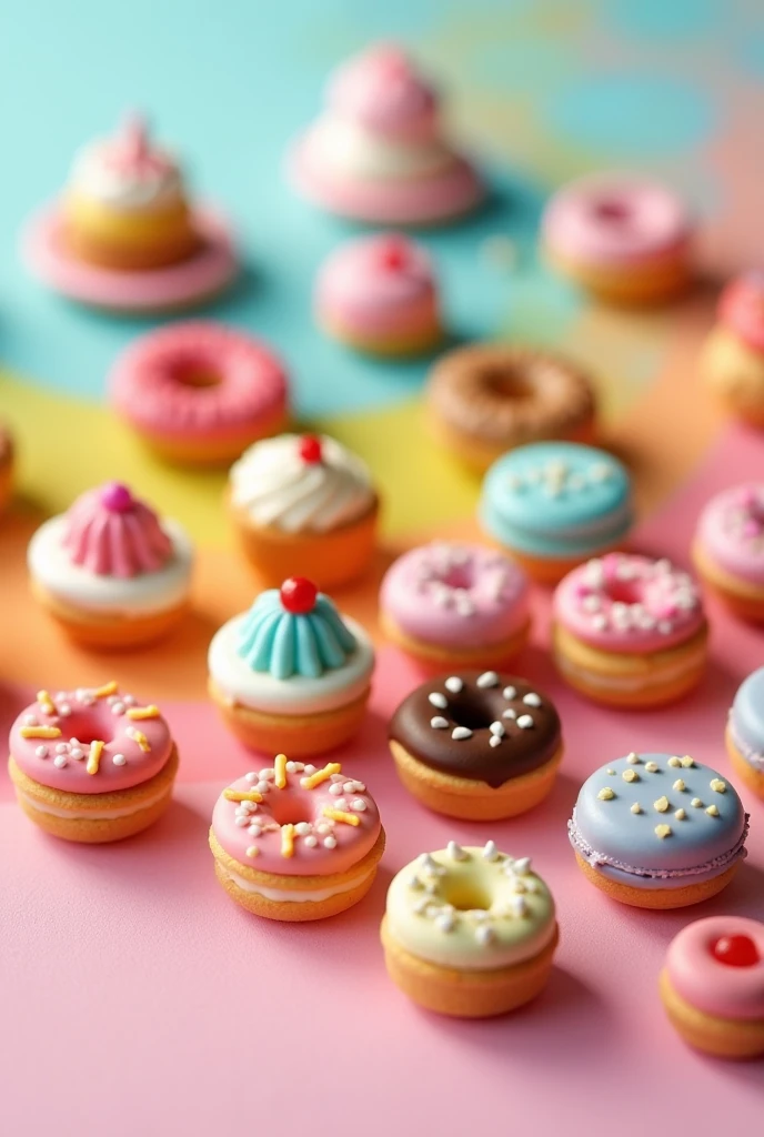 Key chain rainbow charms of tiny little sweets foods a d paysties