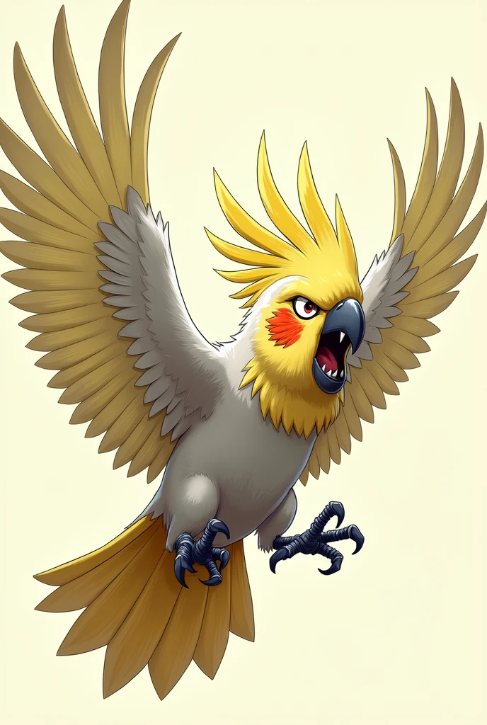 Please draw a very angry cockatiel