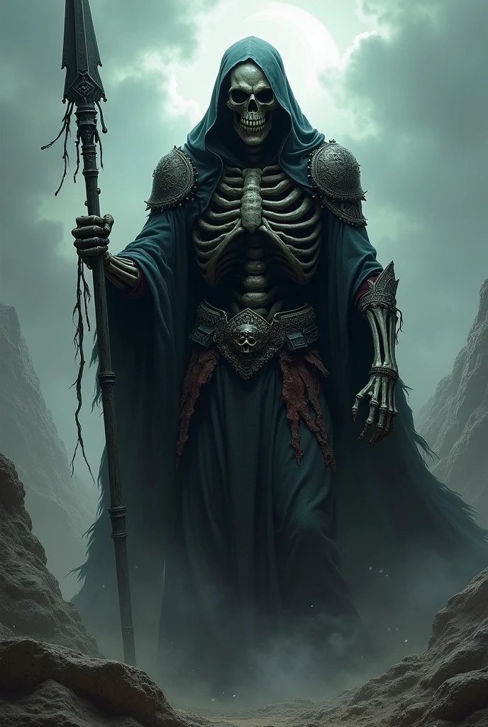 shadow skull warrior with a bone spear in hand