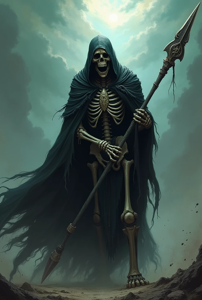 shadow skull warrior with a bone spear in hand