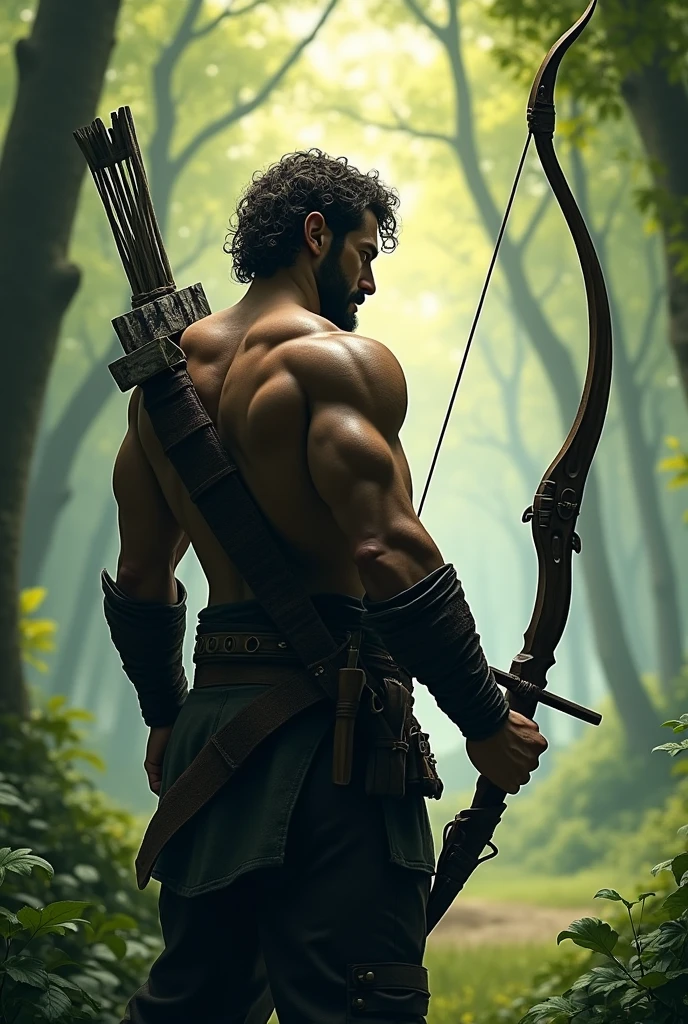Man hold bow backside image 