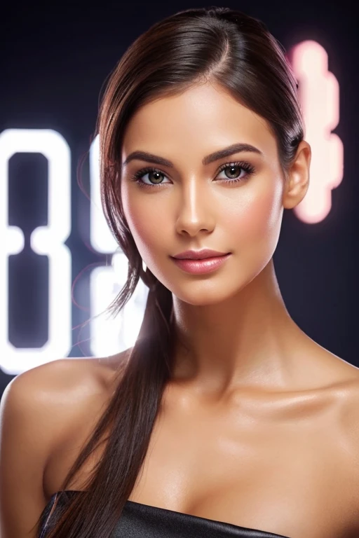 Create a professional beauty photo of a woman that will capture the audience's attention to use Beauty Glow Max products., with a pink background and that looks like a middle-class person