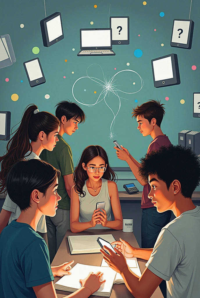 Create a drawing, about how media affects students.
