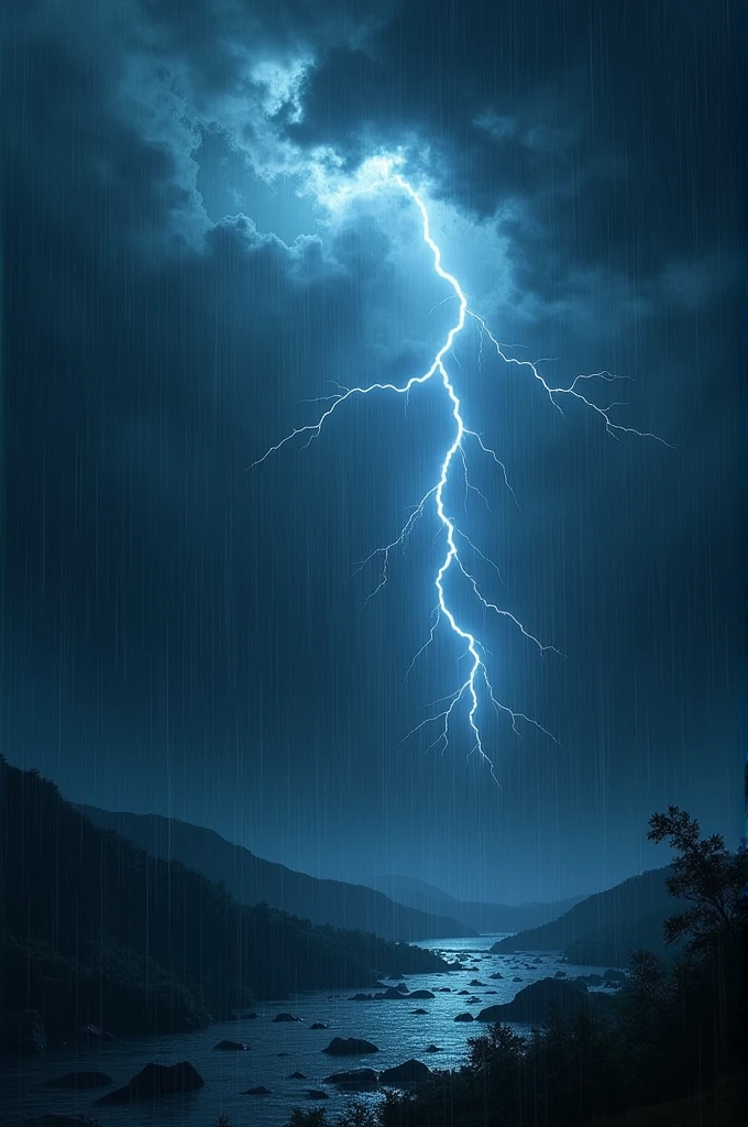 Visual**: A dark, stormy night with lightning flashing across the sky.