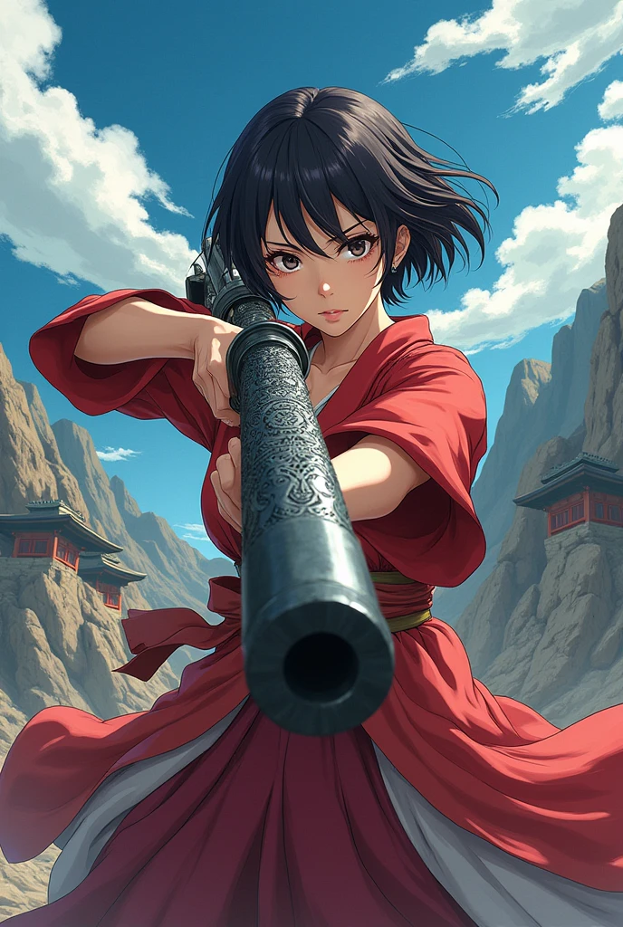 Sengoku period, female, Japanese, anime, Tanegashima, short hair